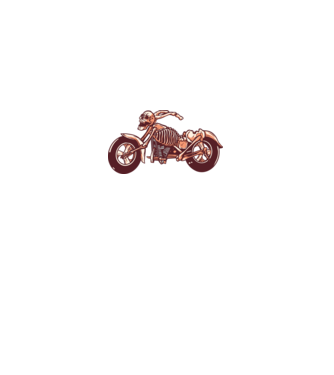 Motocicletă cu Schelet model alb pe tricou