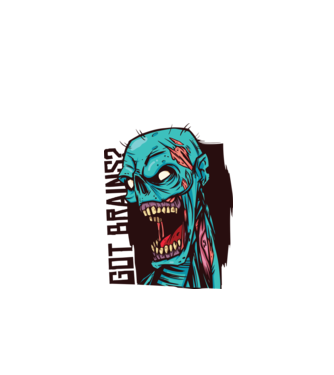Got Brains? Cap Zombie model alb pe tricou