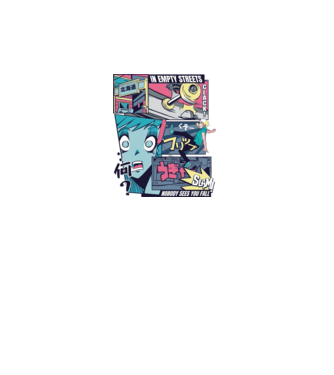 Anime Vaporwave Benzi desenate Skateboard model turcoaz pe tricou