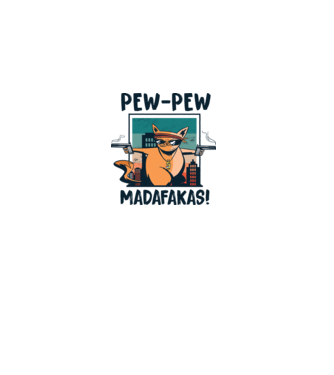 Pew Pew Pew Madafakas Pisică dark model alb pe tricou