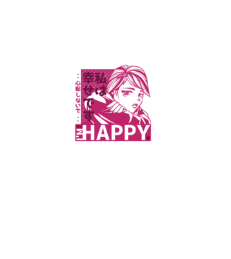 'I''m happy fată Anime antisocială' model albastru închis pe tricou