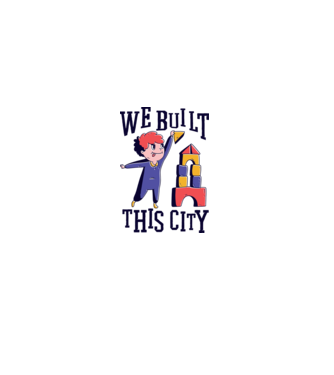 We built this city blocuri de construcție model galben pe tricou