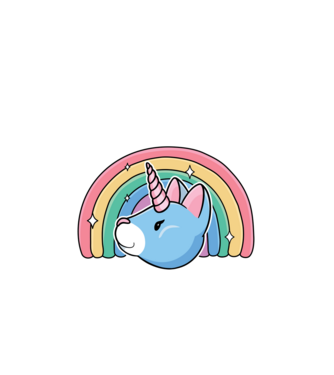 Pisică Unicorn model alb pe tricou