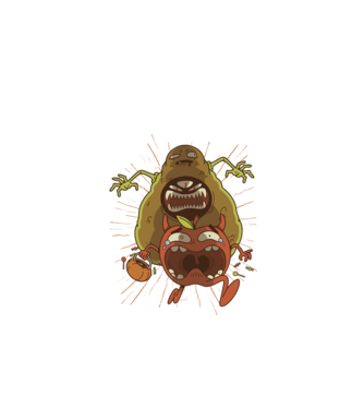 Monstru Avocado model alb pe tricou