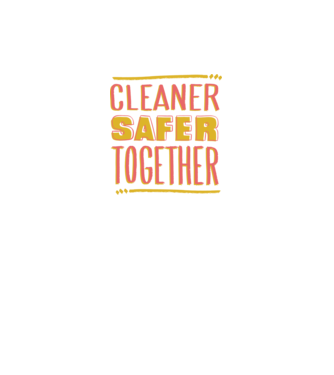 Cleaner Safer Together model alb pe tricou