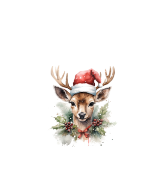 Festive Reindeer model alb pe tricou