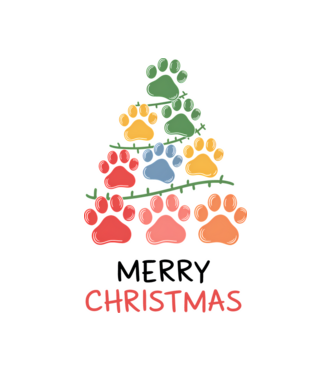 Merry Christmas Paws Alb model alb pe tricou