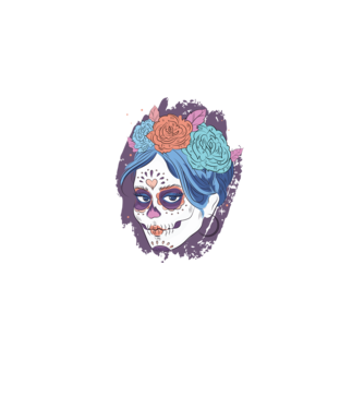 Dia de Los Muertos - Craniu cu flori model albastru închis pe tricou