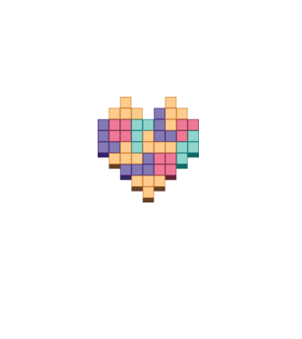 Inimă Tetris model alb pe tricou