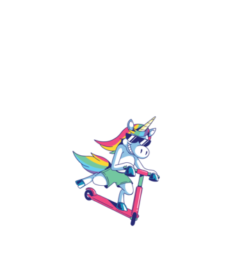 Unicorn cu trotinetă tricou amuzant model negru pe tricou