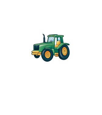 Desen Tractor model alb pe tricou