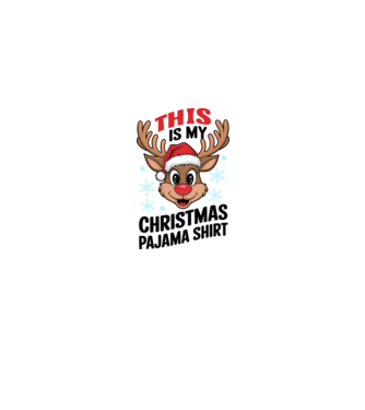 Christmas Pajama Reindeer Alb model alb/roșu pe tricou