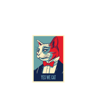 Yes We Cat poster cu pisică model negru pe tricou