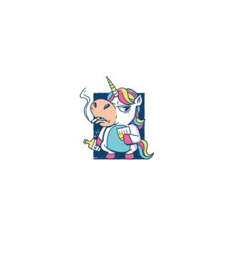 Unicorn rebel model albastru deschis pe tricou