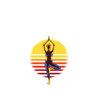 Retro yoga model negru pe tricou
