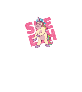 Unicorn Shesh model negru pe tricou