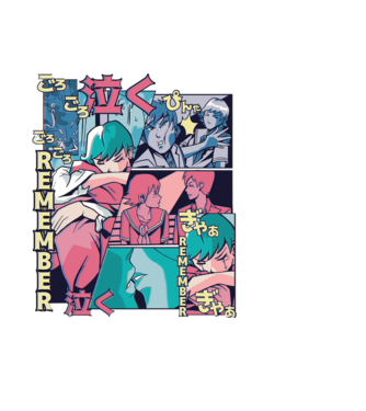 Anime Vaporwave benzi desenate model albastru deschis pe tricou