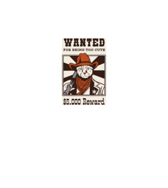 Wanted for being too cute Cowboy cu pisică model negru pe tricou