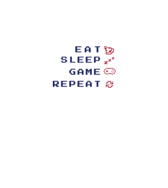Eat Sleep Game Repeat model alb pe tricou