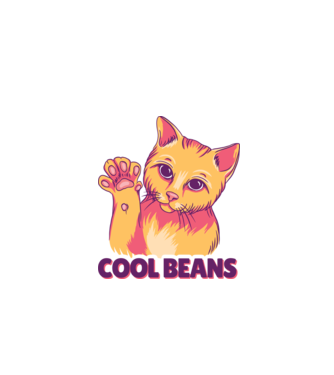 Cool Beans - talpă pisică model alb pe tricou
