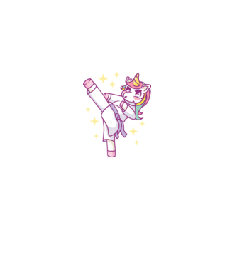 Karate unicorn model turcoaz pe tricou