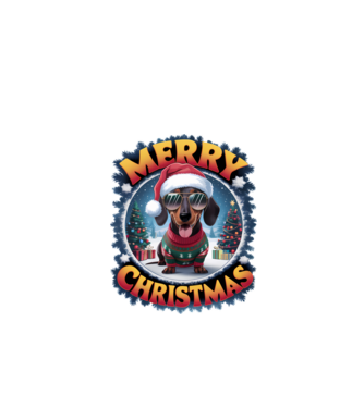 Merry Christmas Teckel model alb pe tricou