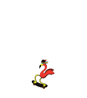 Flamingo Skateboarder model negru pe tricou