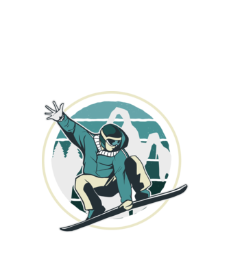 Săritură Snowboard model negru pe tricou