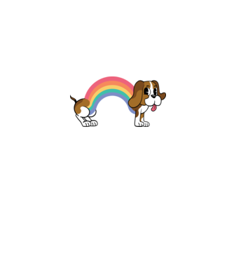 Beagle curcubeu model gri pe tricou