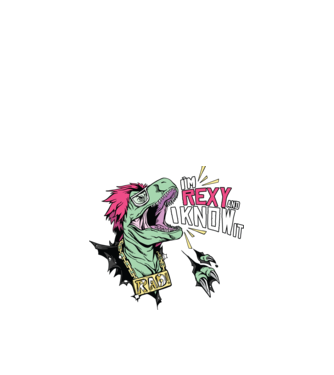 'I''m Rexy and I know it - tricou dinozaur amuzant' model alb pe tricou