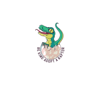 Be kind adopt a Raptor tricou cu dinozaur model alb pe tricou