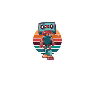 Robot Casetă retro model alb pe tricou