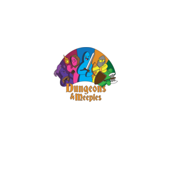 Dungeons Meeples model negru pe tricou