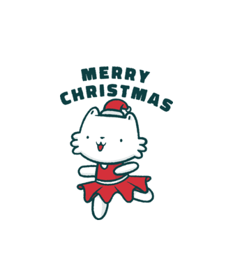 Pisică Merry Christmas model alb pe tricou