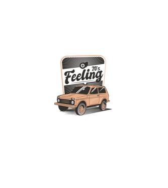 Mașină Retro anii 70 Lada Niva model turcoaz pe tricou