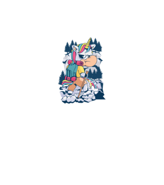 Unicorn excursionist pipi model alb pe tricou