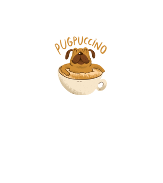 Pugpuccino Capuccino cu Mops model negru pe tricou