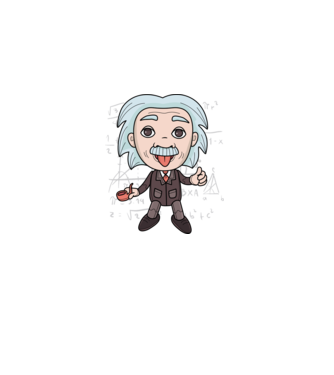 Caricatură Einstein model negru pe tricou