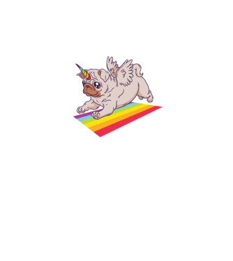 Pugicorn - mops unicorn model albastru închis pe tricou