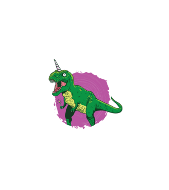 T-rex unicorn model negru pe tricou