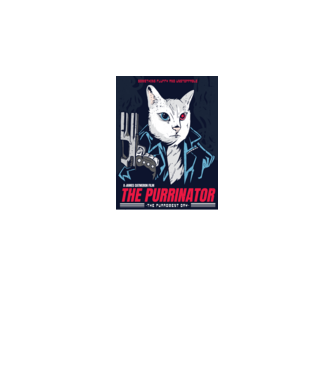 The Purrinator Pisică model gri pe tricou