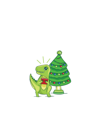 T-rex de Crăciun model alb pe tricou