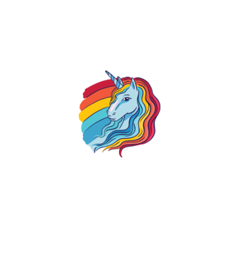 Unicorn cu Curcubeu model albastru jeanși pe tricou
