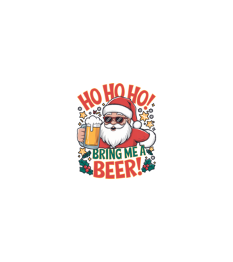 HO HO HO bring me a BEER santa Alb model nisipiu pe tricou
