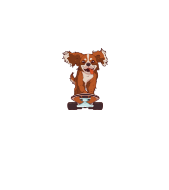 Skateboarding Cavalier King Spaniel model albastru jeanși pe tricou