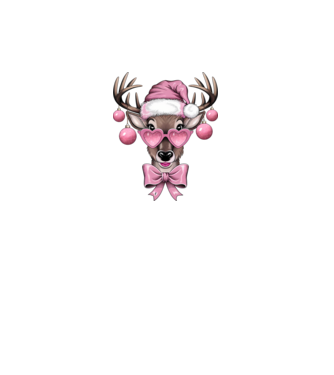 Pink Xmas Reindeer model alb pe tricou