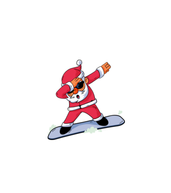 Moș Crăciun Snowboard DAB tricou amuzant model turcoaz pe tricou