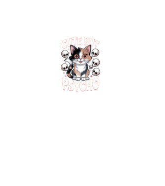 Cute, but Psycho pisică Negru model negru pe tricou