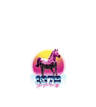 1978 Year of the Horse model negru pe tricou