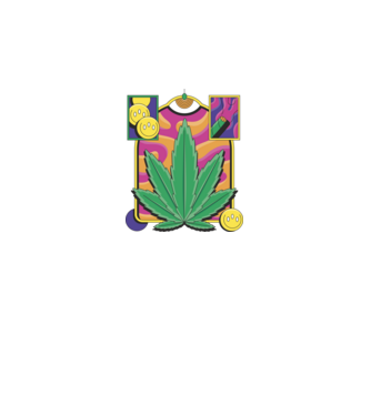 Hippy Cannabis model negru pe tricou